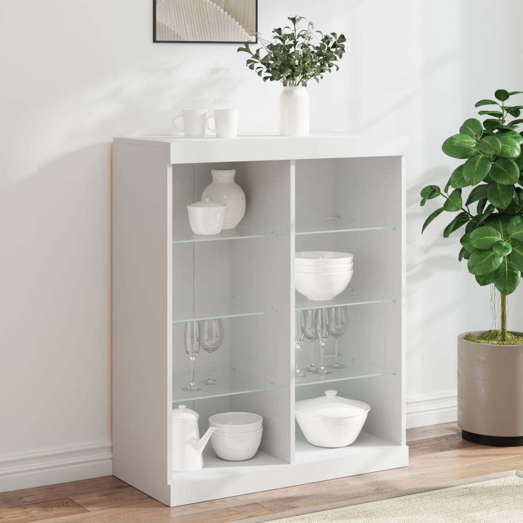 Aparador com luzes LED 81x37x100 cm branco