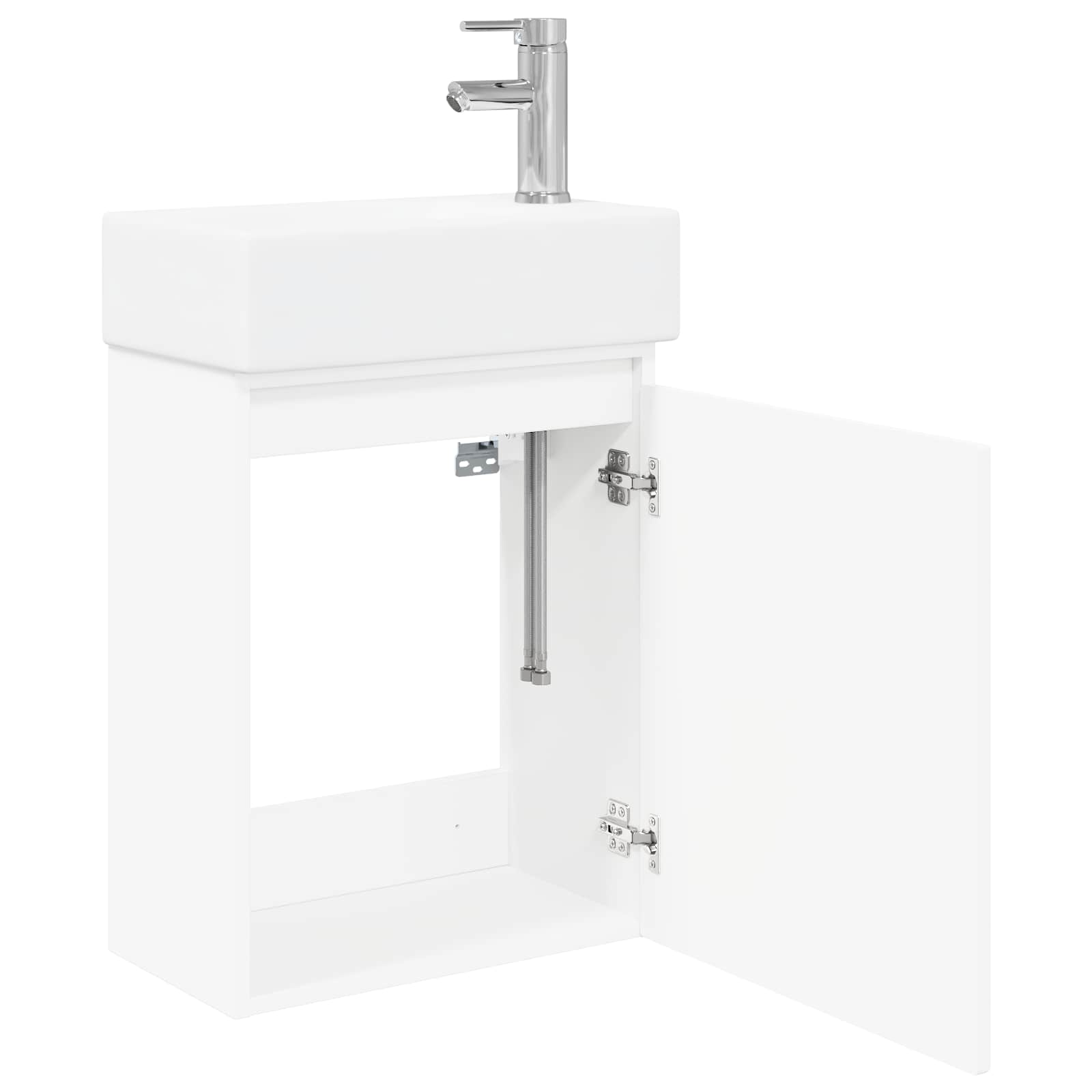 Conjunto de móveis de banheiro com torneira branco