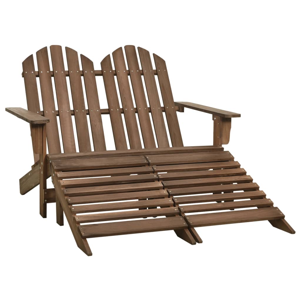 Cadeira de jardim e otomano adirondack 2 lugares abeto castanho