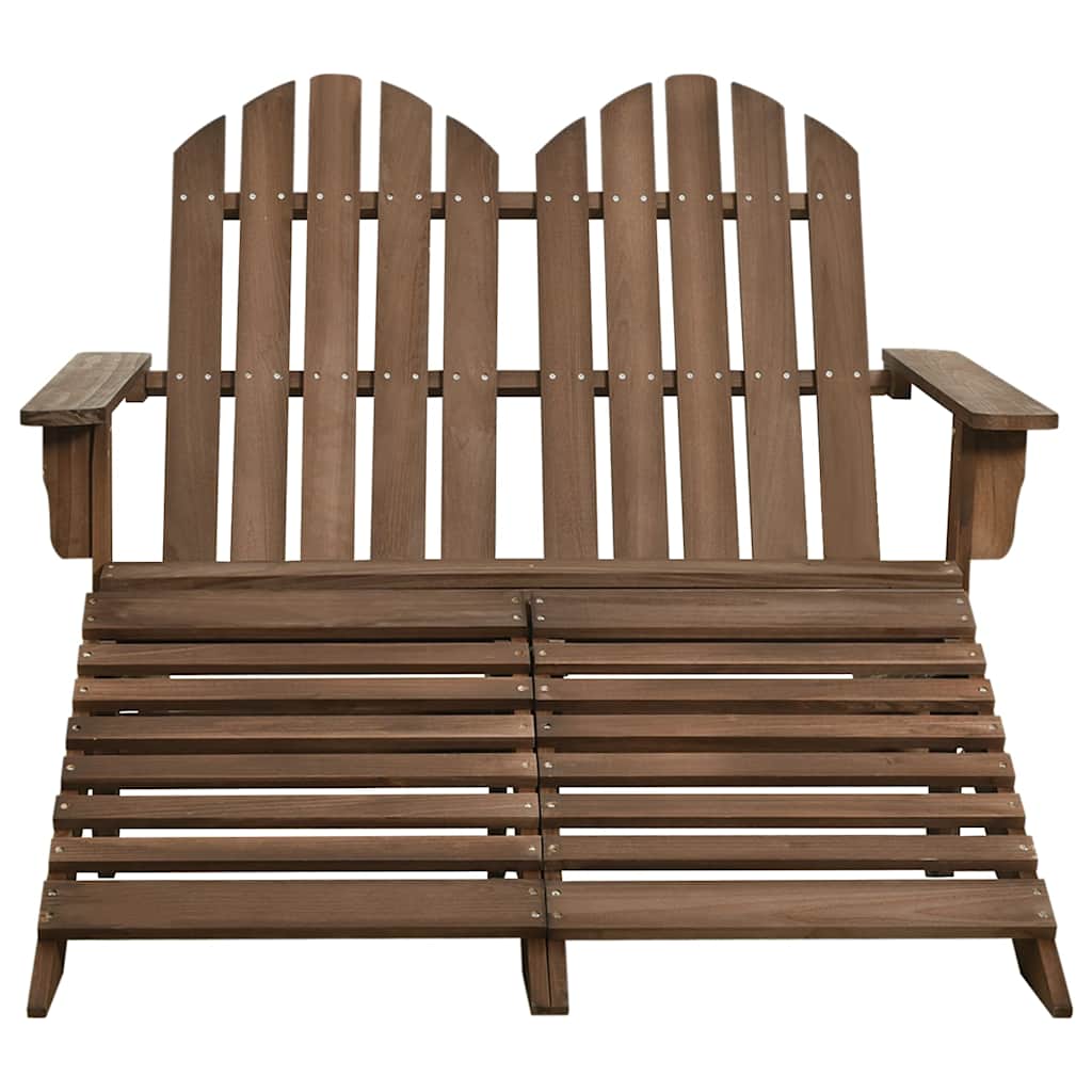 Cadeira de jardim e otomano adirondack 2 lugares abeto castanho