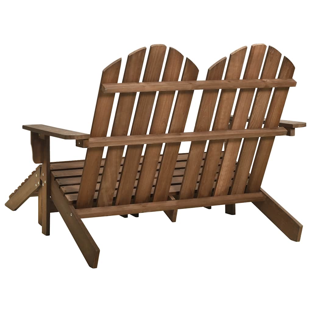 Cadeira de jardim e otomano adirondack 2 lugares abeto castanho