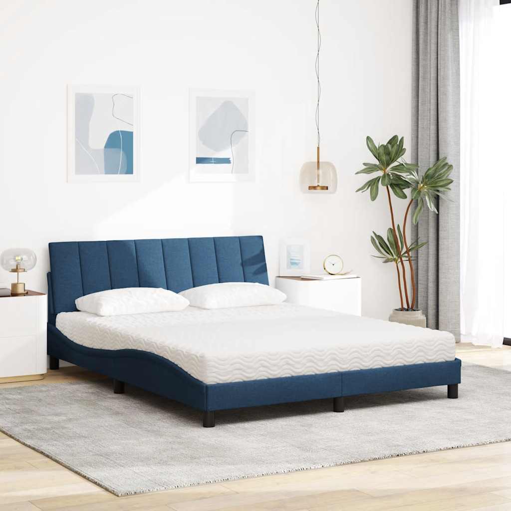 Cama com colchão hanko 160x200 cm tecido azul