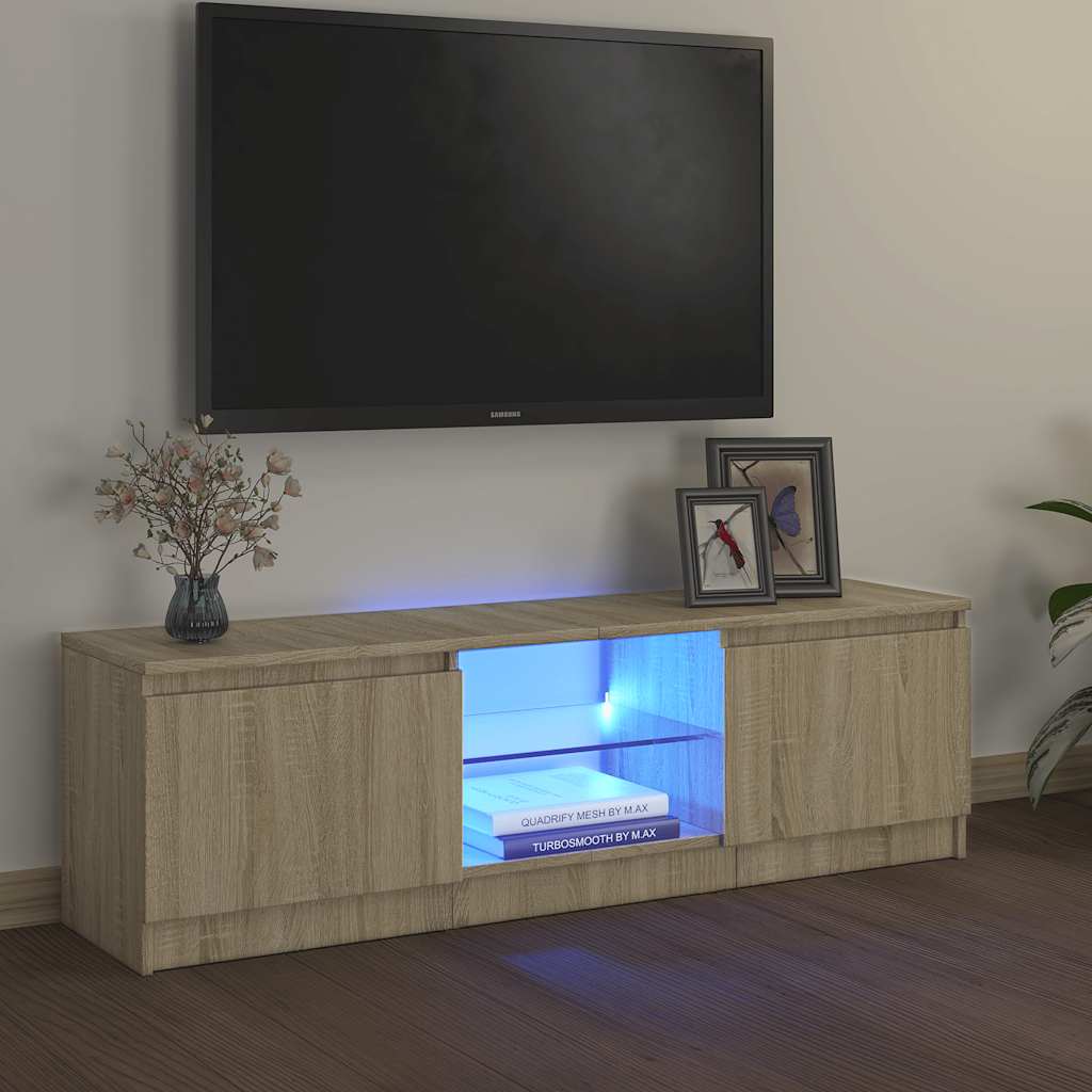 Móvel de TV com luzes LED 120x30x36 cm carvalho sonoma