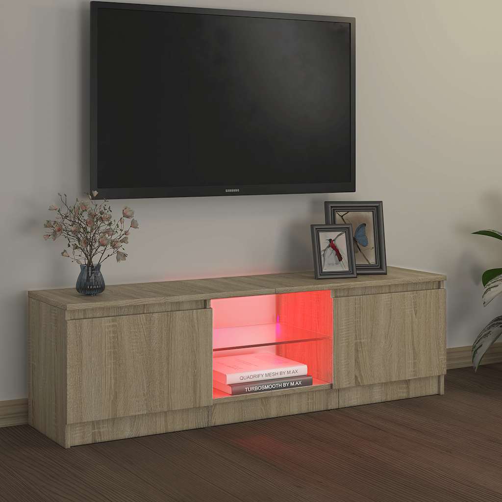 Móvel de TV com luzes LED 120x30x36 cm carvalho sonoma