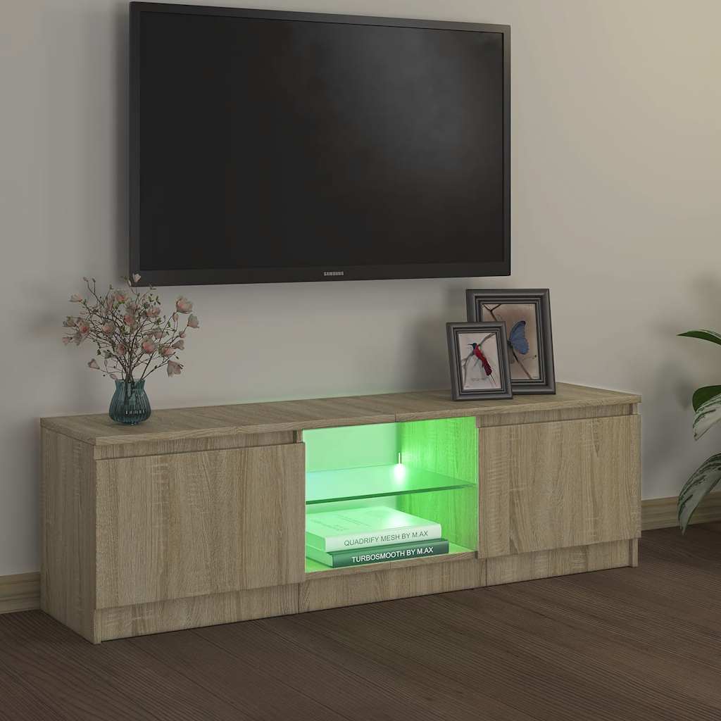 Móvel de TV com luzes LED 120x30x36 cm carvalho sonoma
