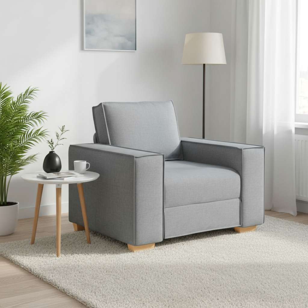 Sofá-cadeira cinza claro 100x78x84 cm tecido