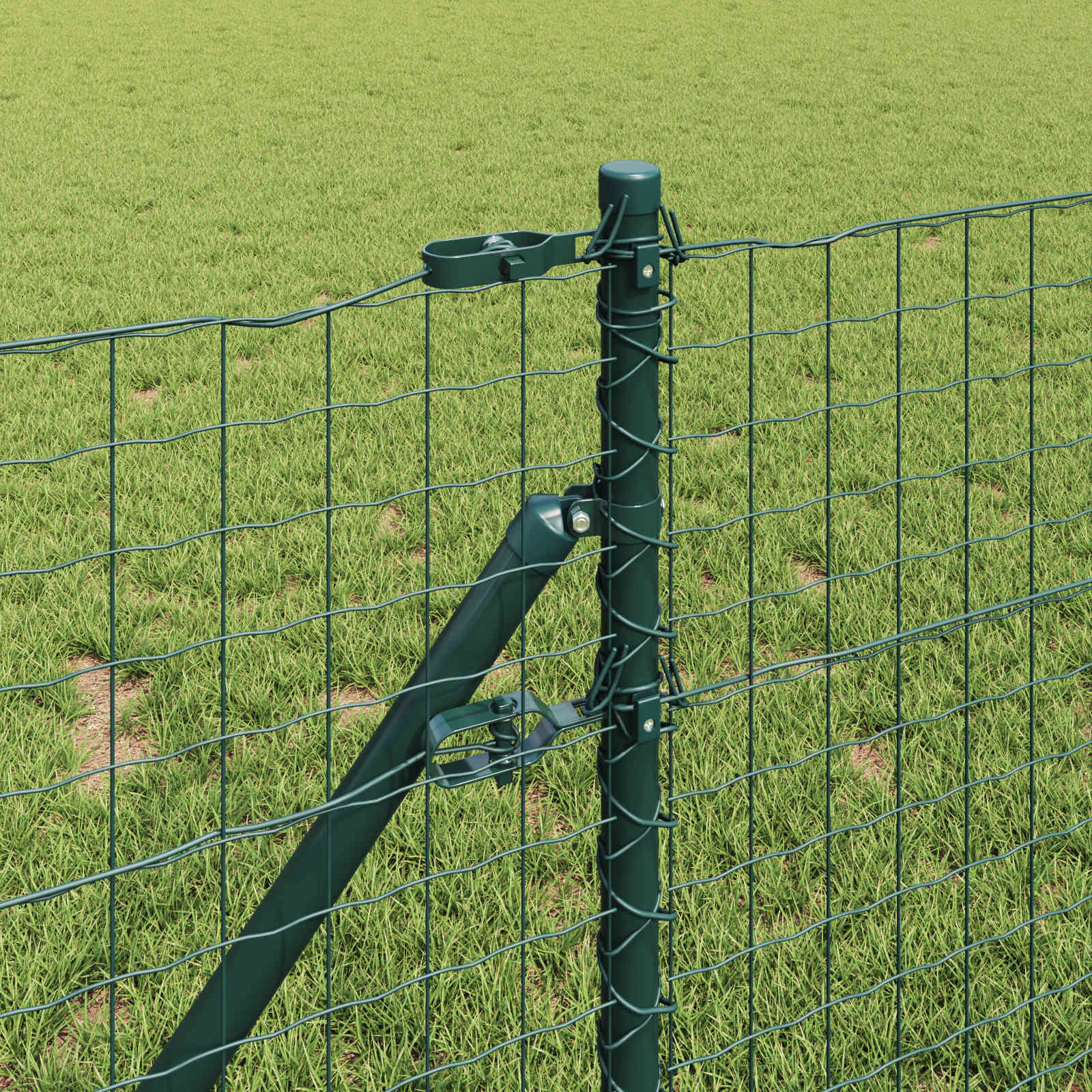 Poste de cerca 2 unid. verde 60 cm aço com revestimento em pó