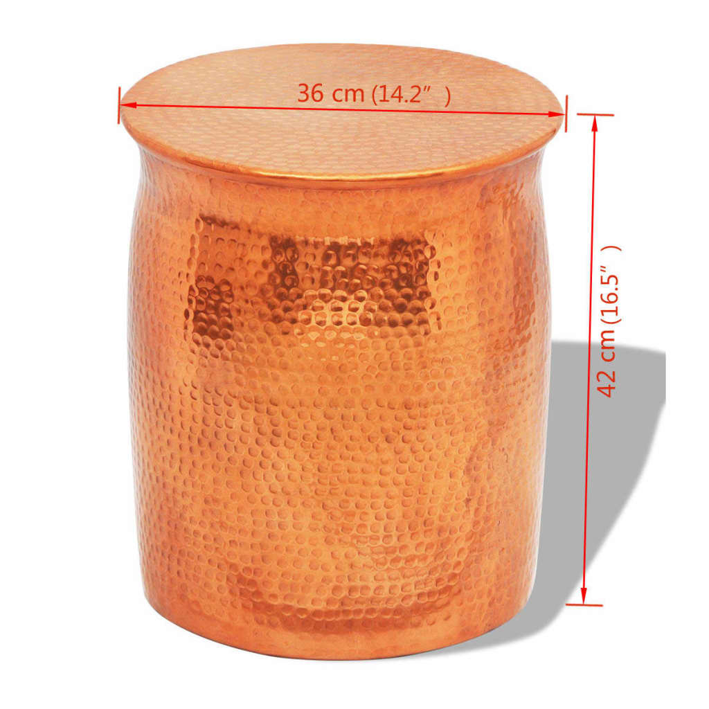 Banco/mesa de apoio em alumínio martelado, cor de latão/cobre