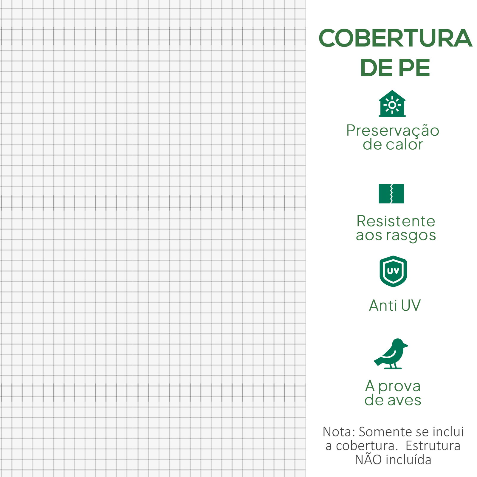 Cobertura de estufa de túnel 3x2x2m cobertura de substituição de estufa polietileno com 6 janelas e portas enroláveis branco