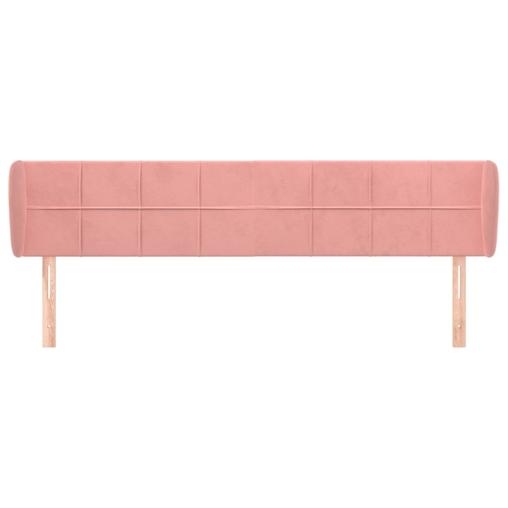 Cabeceira de cama c/ abas veludo 163x23x78/88 cm rosa