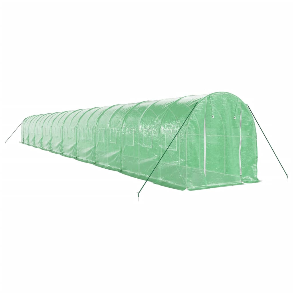 Estufa com estrutura de aço 40 m² 20x2x2 m verde
