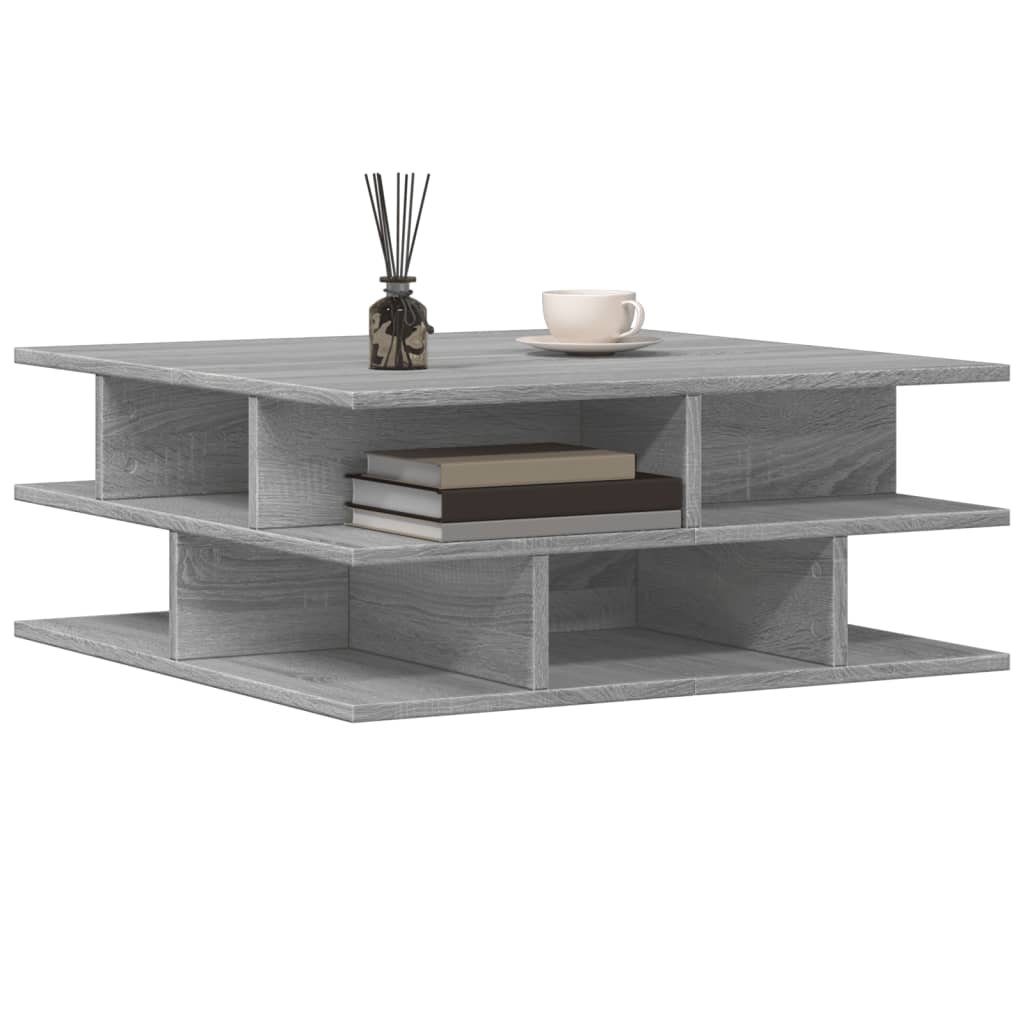 Mesa de centro 70x70x29 cm derivados de madeira cinzento sonoma