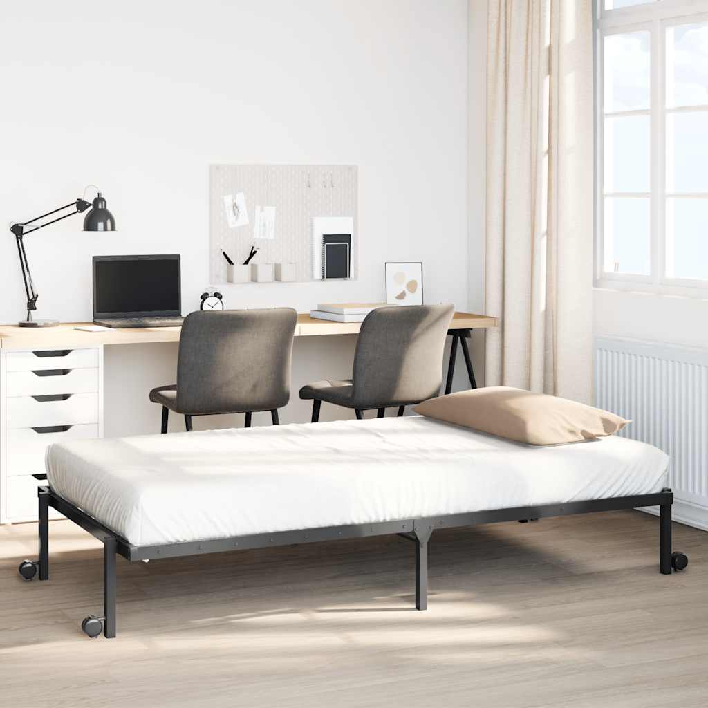 Estrutura de cama sem colchão dobrável 80x200 cm aço preto
