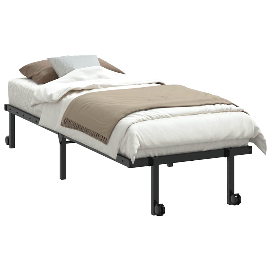 Estrutura de cama sem colchão dobrável 80x200 cm aço preto