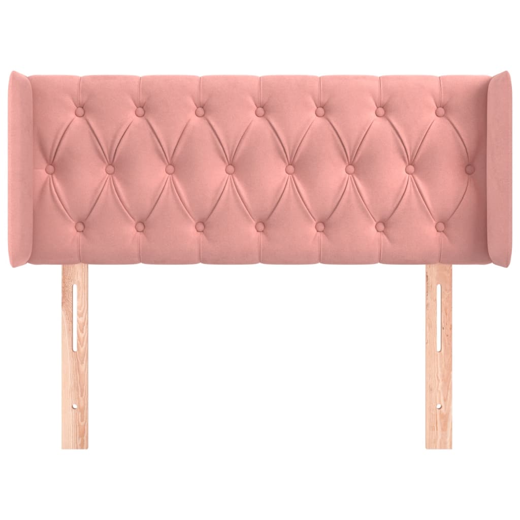 Cabeceira de cama c/ abas veludo 83x16x78/88 cm rosa