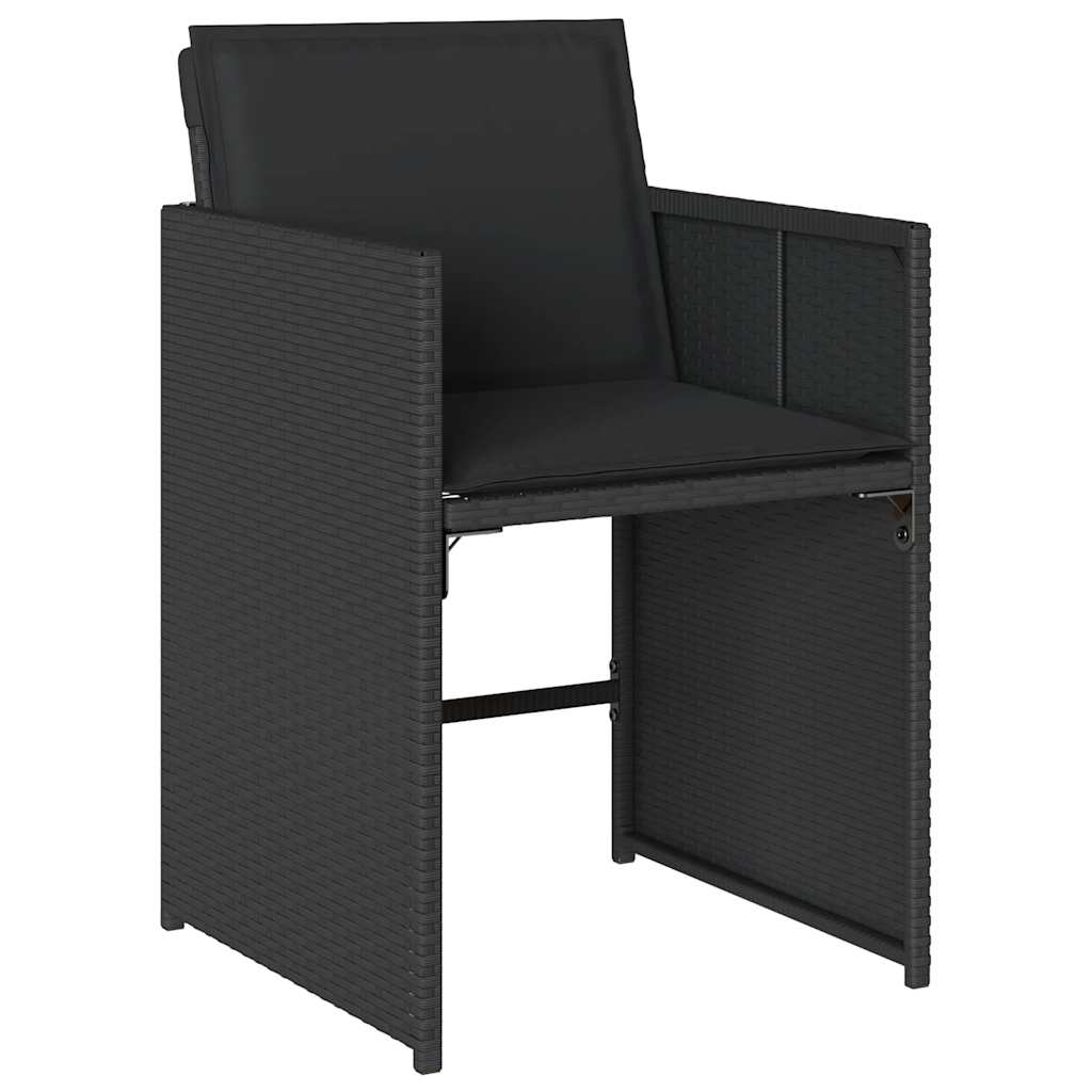 17 Pcs conjunto de jantar p/ jardim c/ almofadões vime PE preto