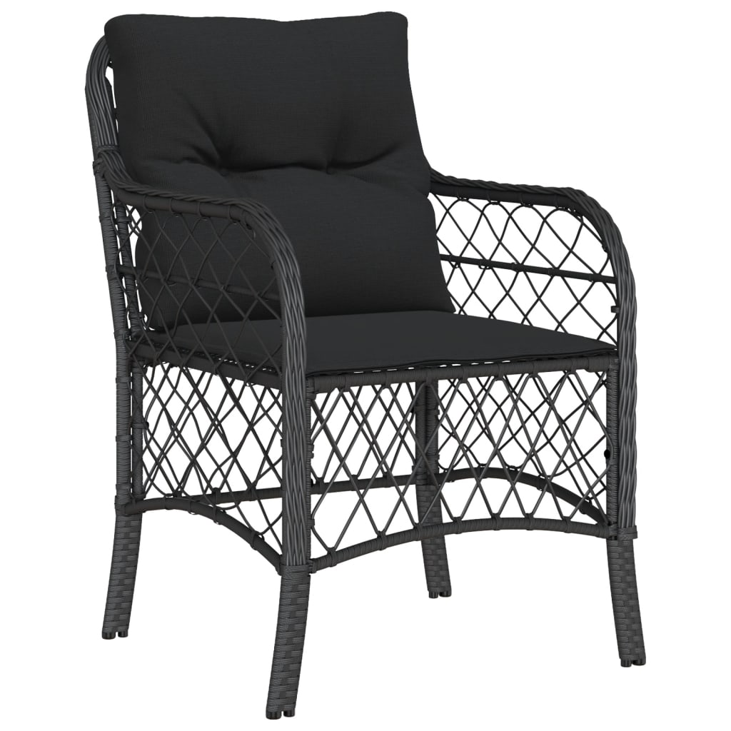 7 Pcs conjunto de jantar p/ jardim c/ almofadões vime PE preto