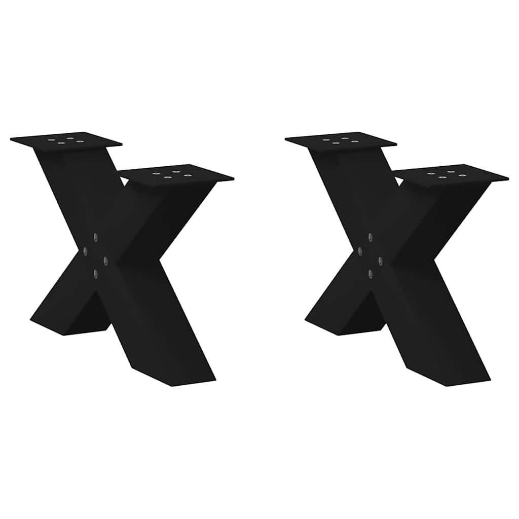 Pés para mesa de centro em formato de x, 2 peças, preto, 60x(30-31) cm, aço