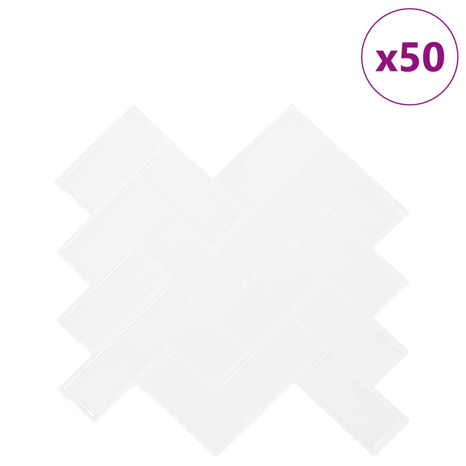 Azulejo chevron 50 unid. branco 30 x 30 cm poliuretano e PET