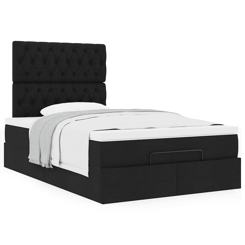 Moldura de cama síriaxl otomana com colchão preto tecido