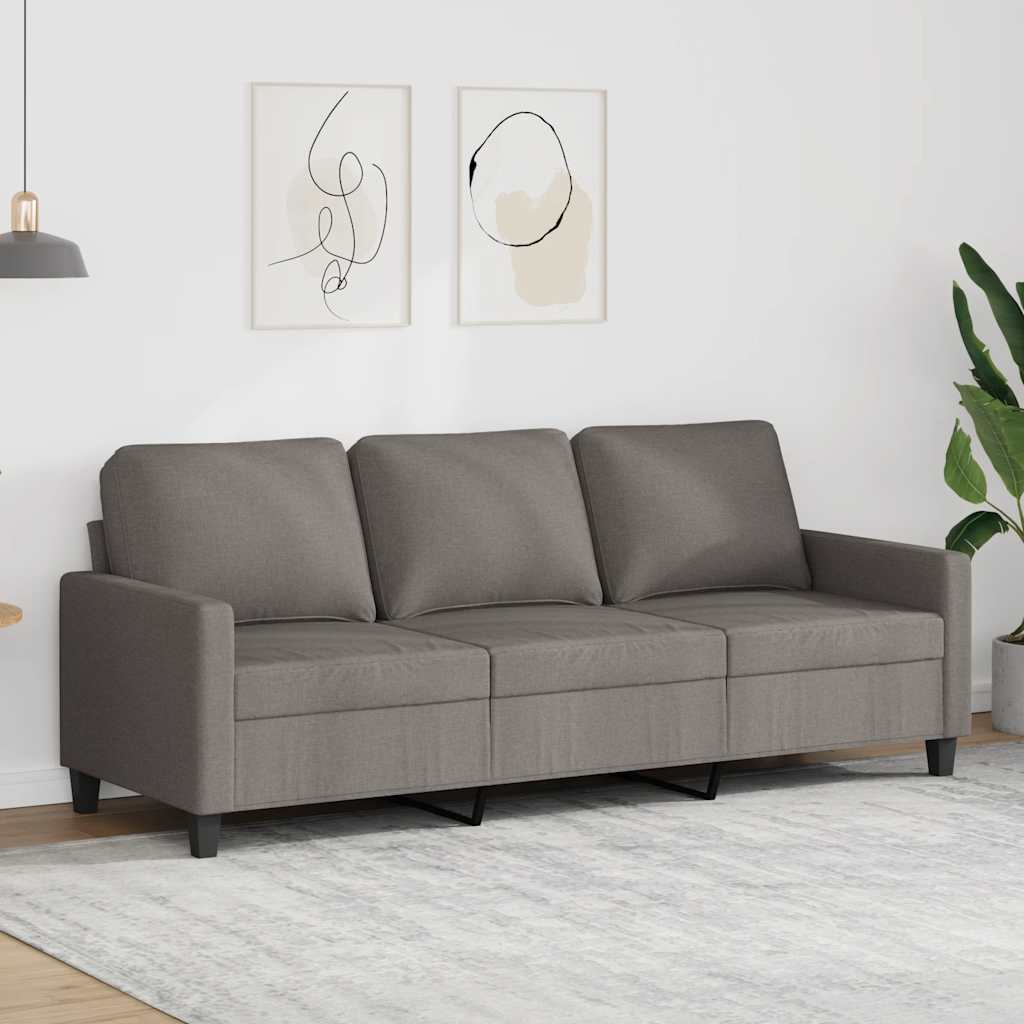 Sofá de 3 lugares tecido 180 cm cinzento-acastanhado