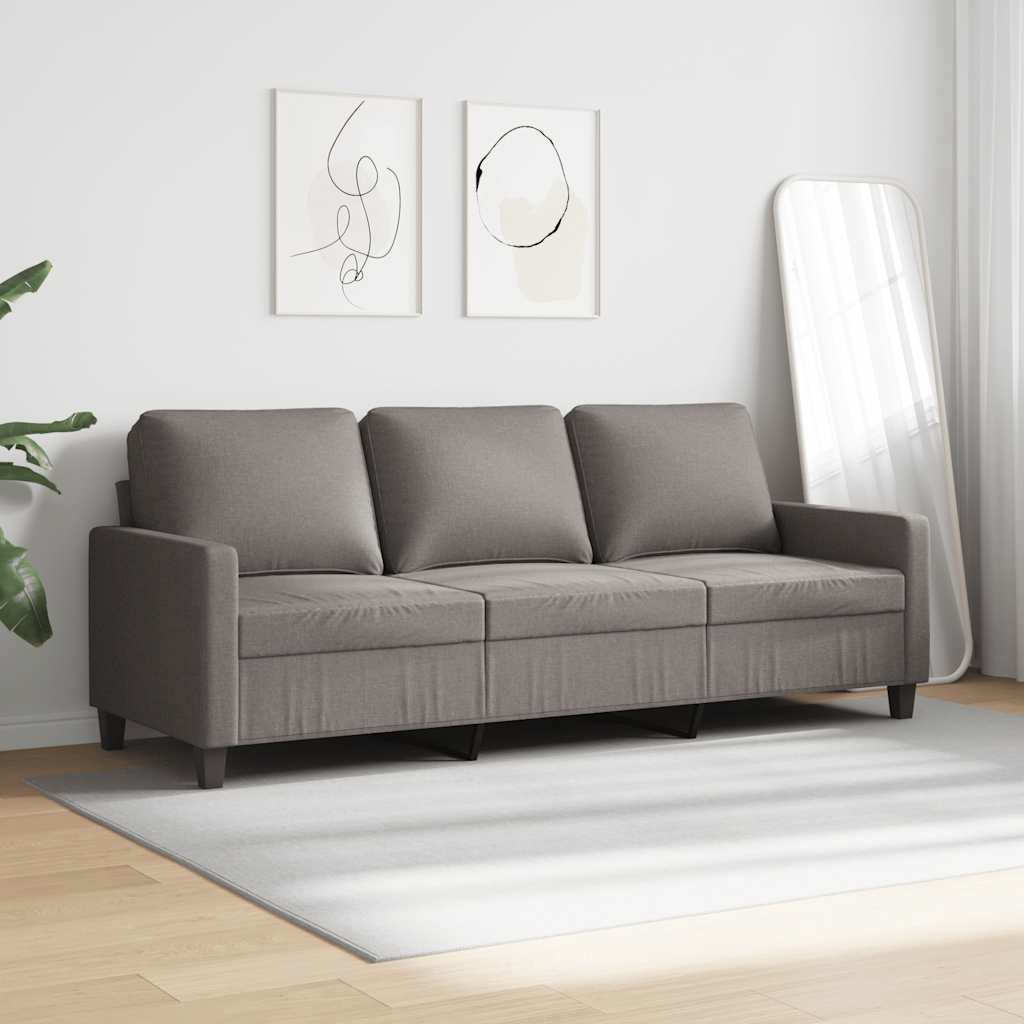 Sofá de 3 lugares tecido 180 cm cinzento-acastanhado