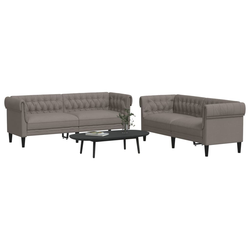 2 Pcs conjunto de sofás tecido cinzento-acastanhado