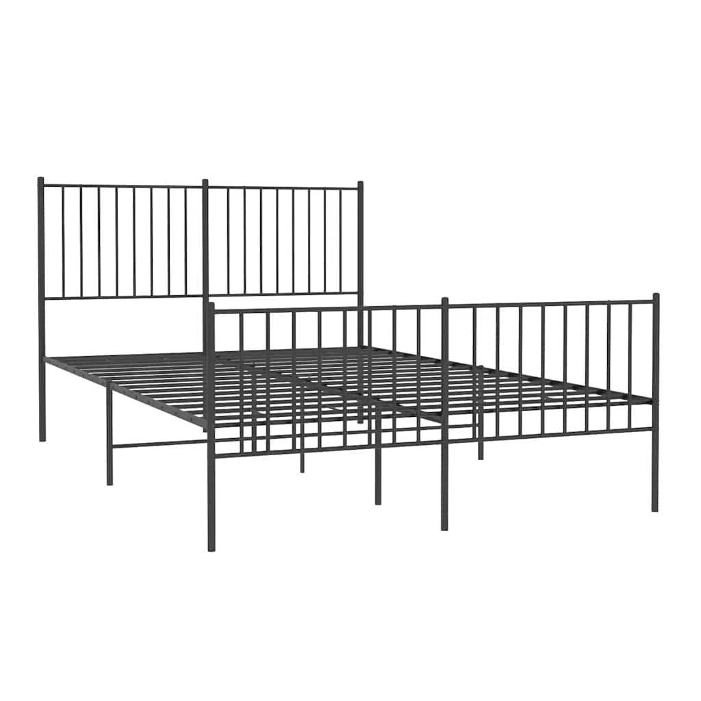 Estrutura de cama com cabeceira e pés 135x190 cm metal preto