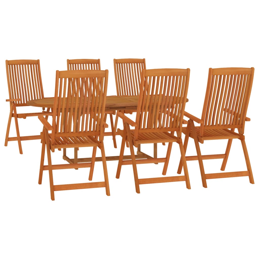 7 Pcs conj. jantar para jardim madeira eucalipto maciça preto