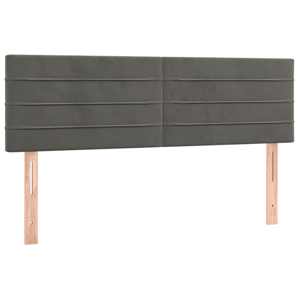 Cabeceira de cama c/luzes LED veludo 144x5x78/88cm cinza-escuro