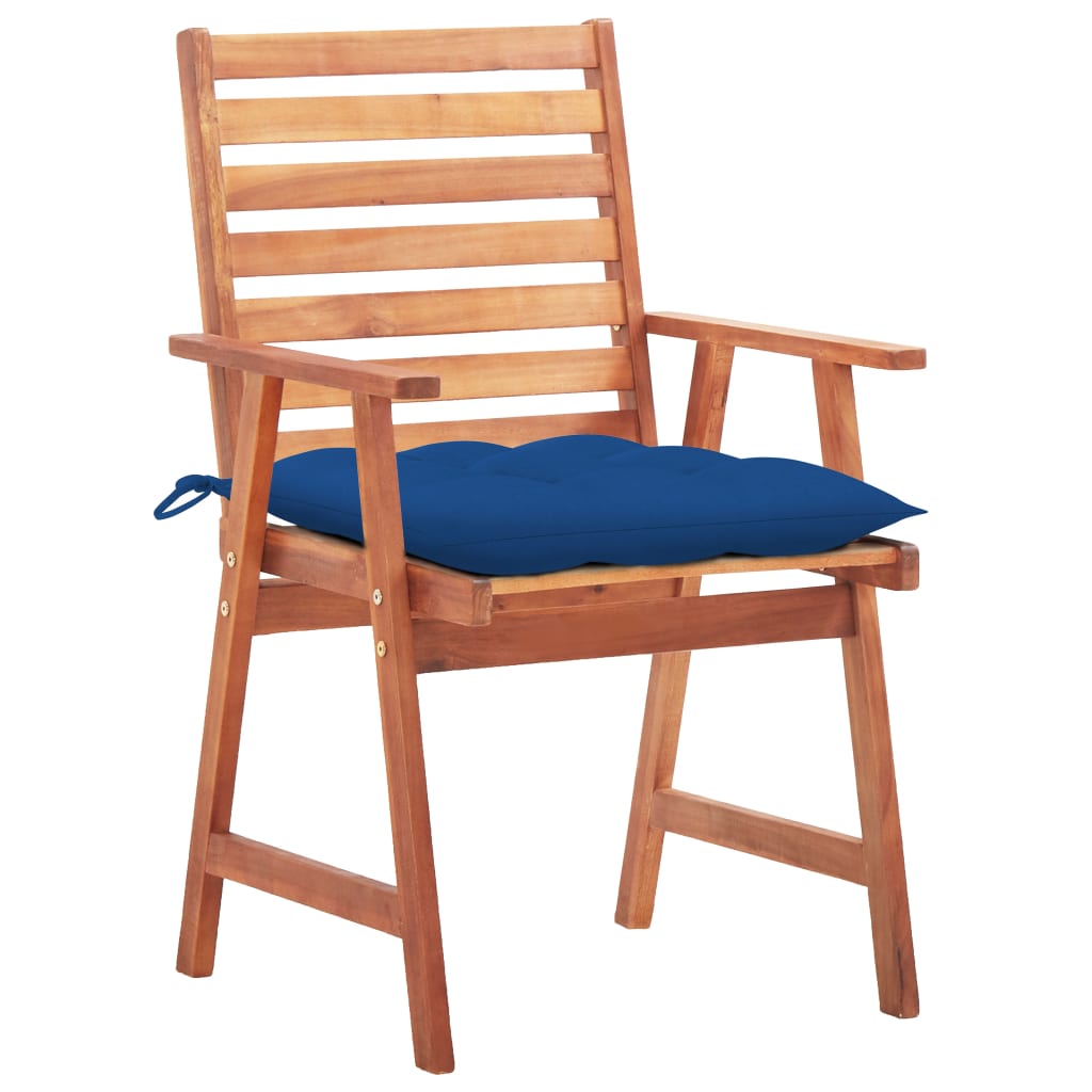 Cadeiras de jantar p/ jardim 2 pcs c/ almofadões acácia maciça