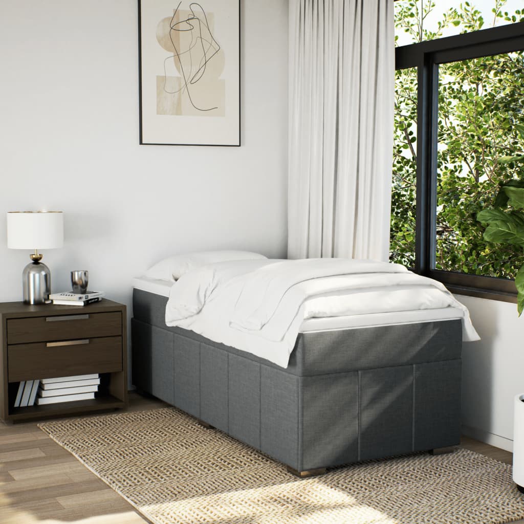 Cama com molas/colchão 80x200 cm tecido cinzento-escuro