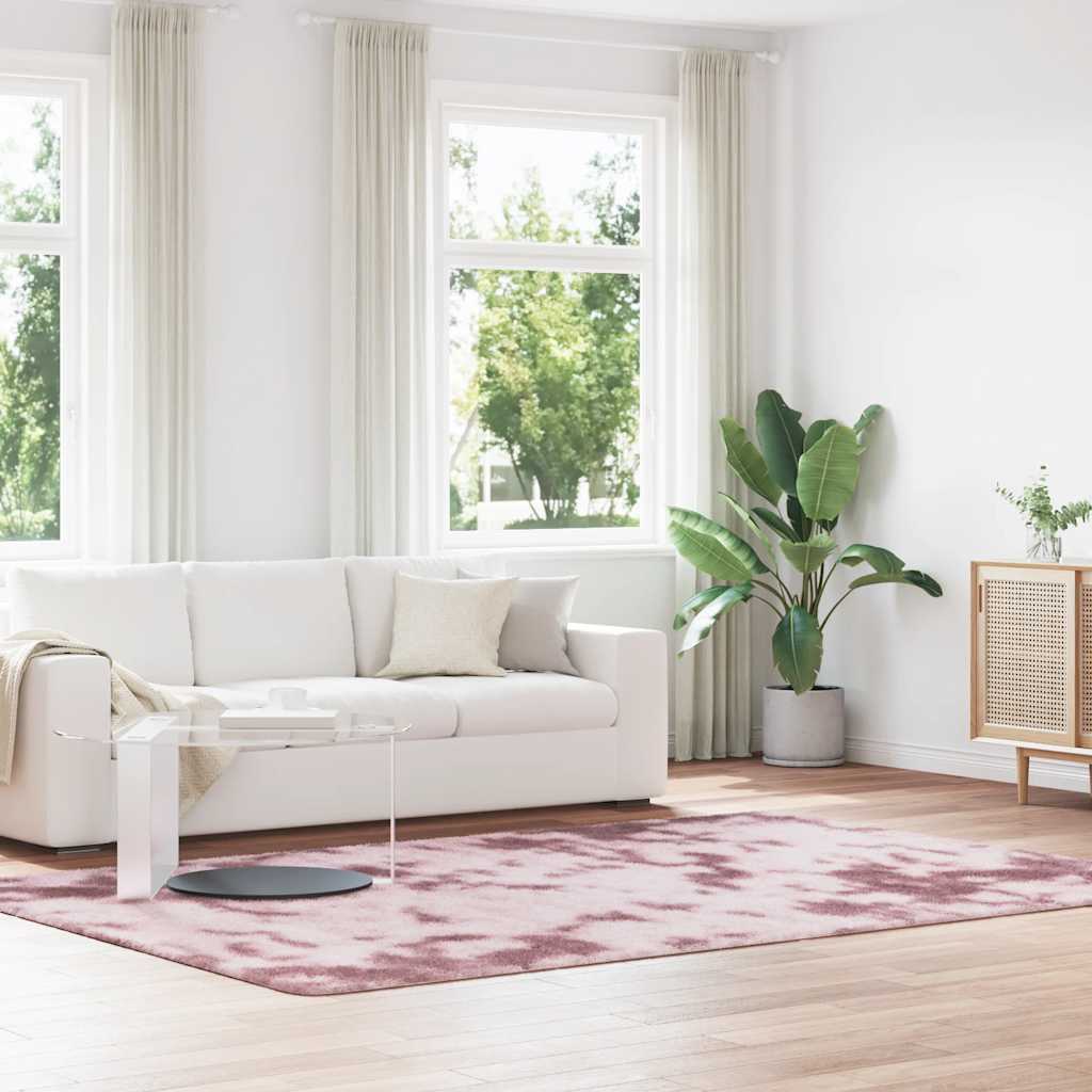 Tapete shaggy de pelo alto navarra 200x290 cm rosa empoeirado