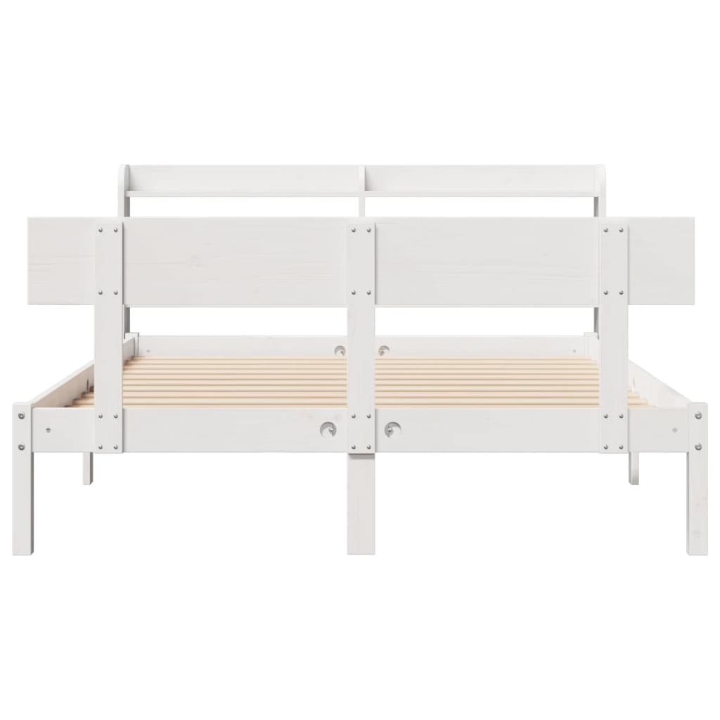 Cama sem colchão 150x200 cm madeira de pinho maciça branco