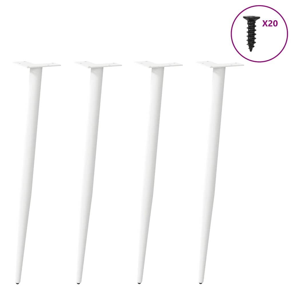 Pés de mesa de console cônicos 4 peças branco 72-73 cm aço
