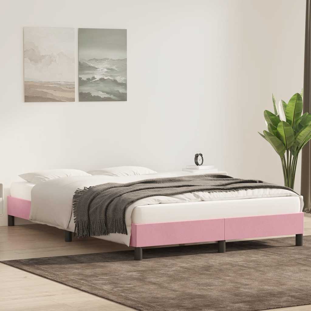 Estrutura de cama sem colchão 160x210 cm veludo rosa