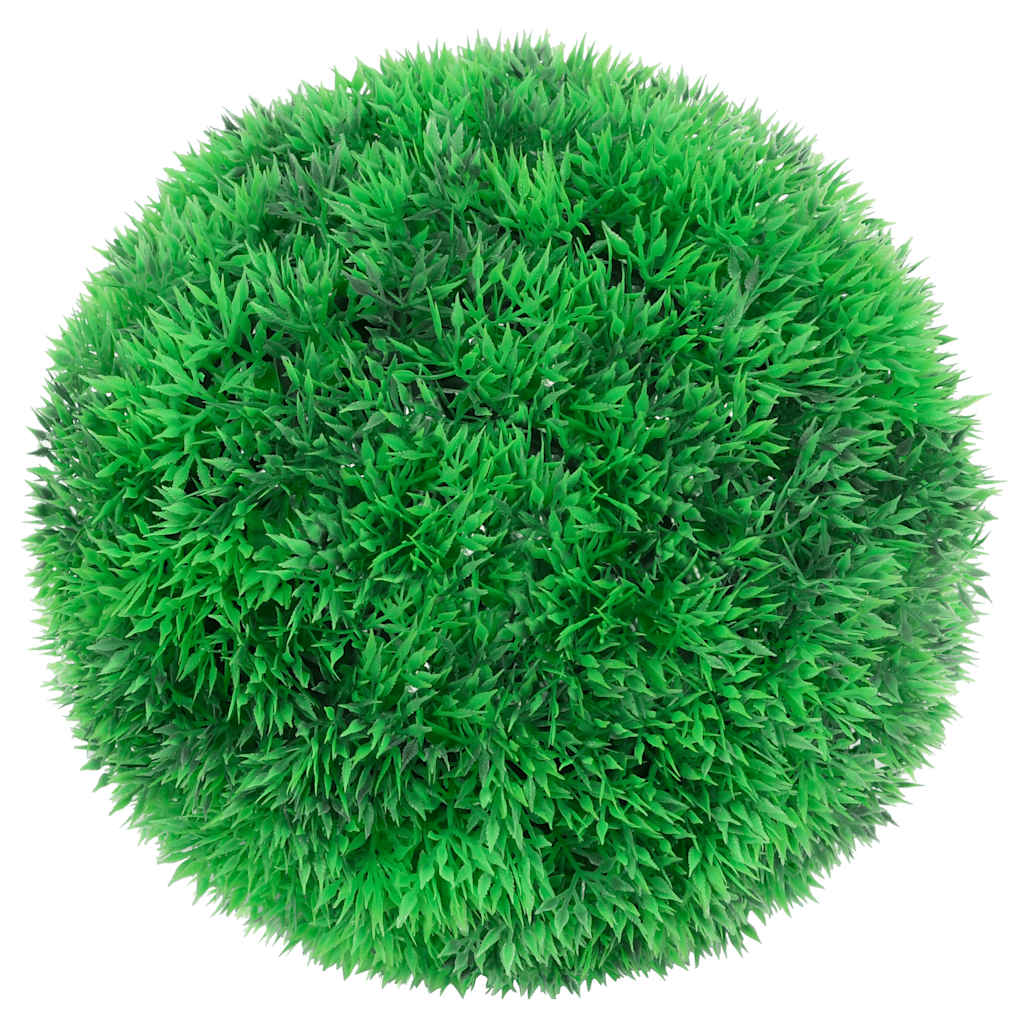 Bolas artificiais de buxo com luzes LED 2 pcs verde 22 cm