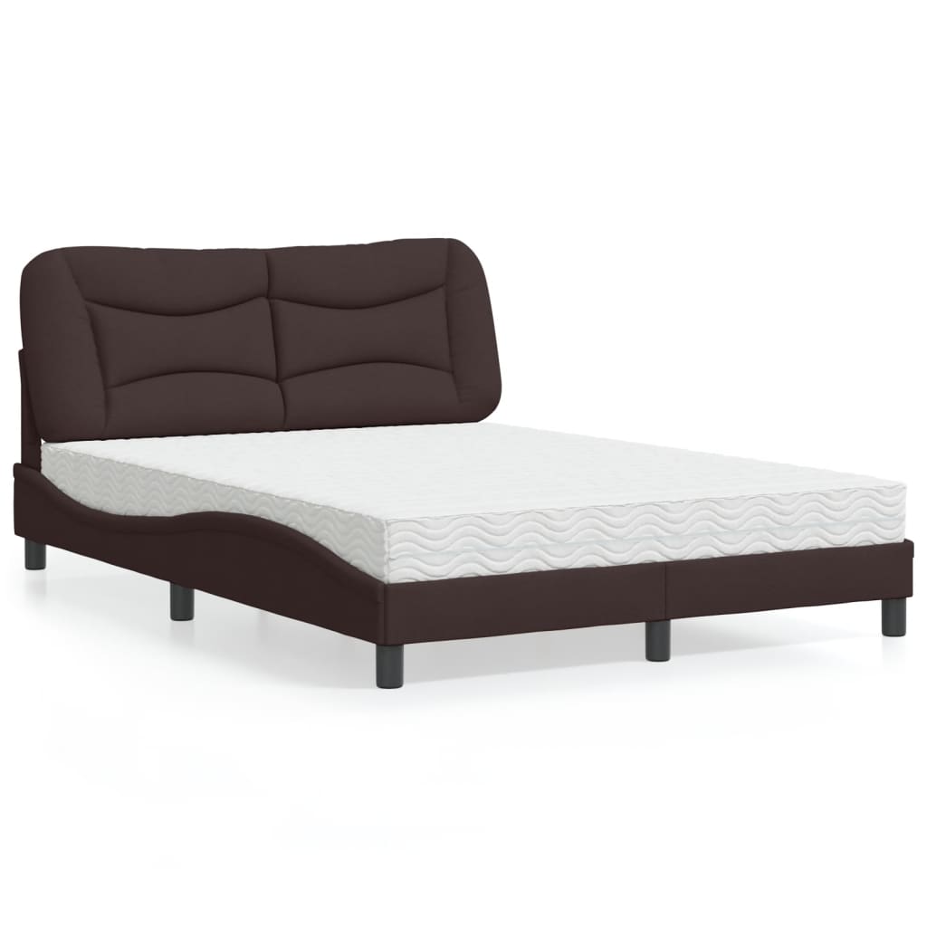 Cama com colchão hvar 140x190 cm tecido castanho-escuro
