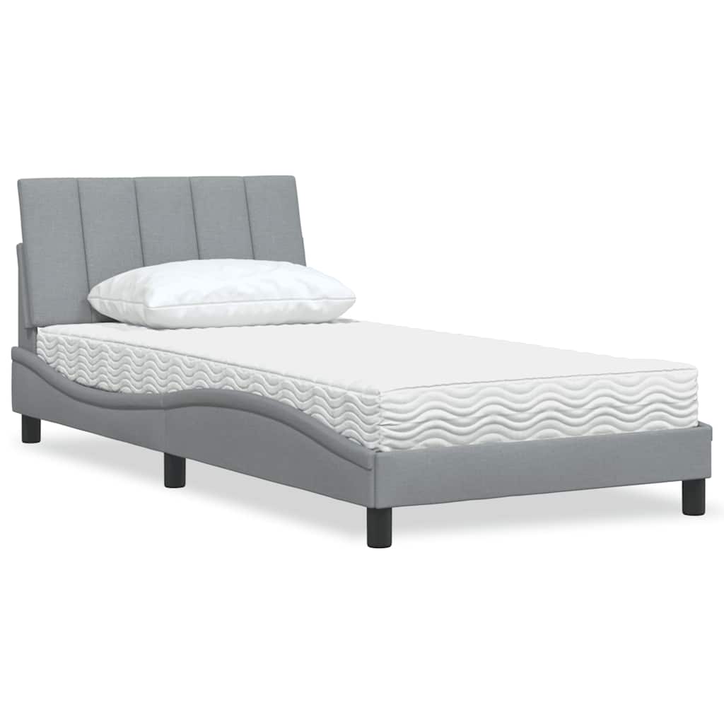 Cama com colchão hanko 100x200 cm tecido cinzento-claro