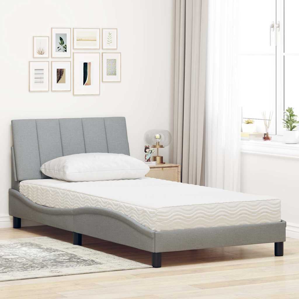 Cama com colchão hanko 100x200 cm tecido cinzento-claro