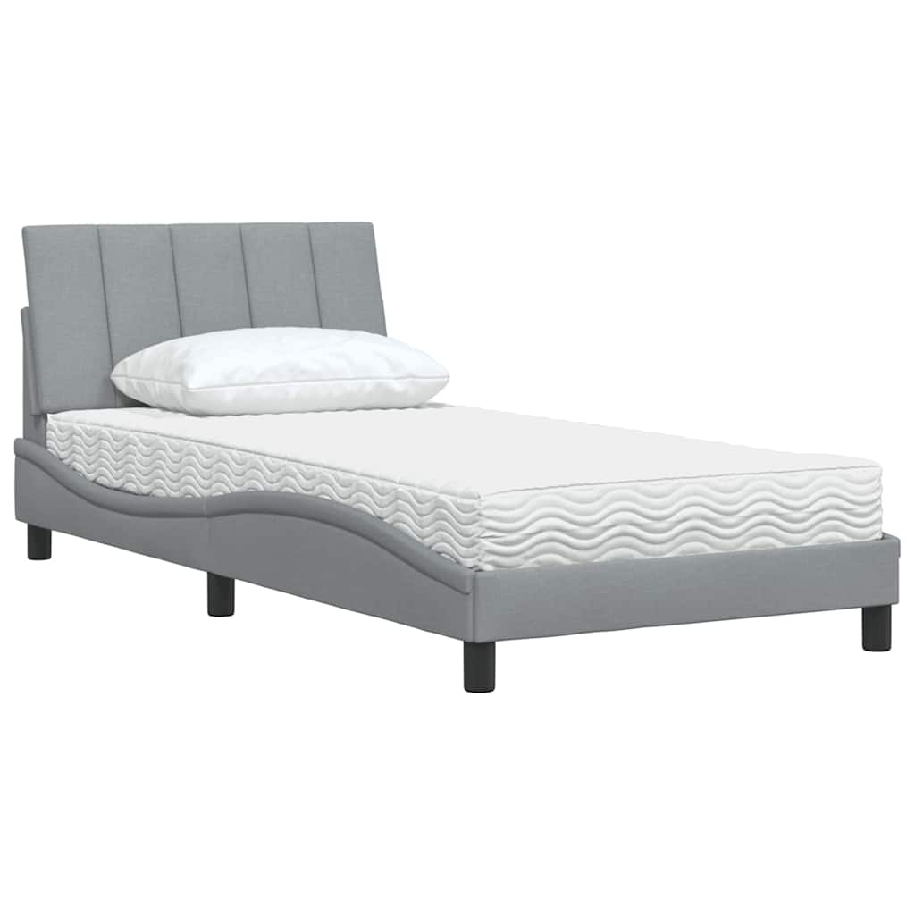 Cama com colchão hanko 100x200 cm tecido cinzento-claro