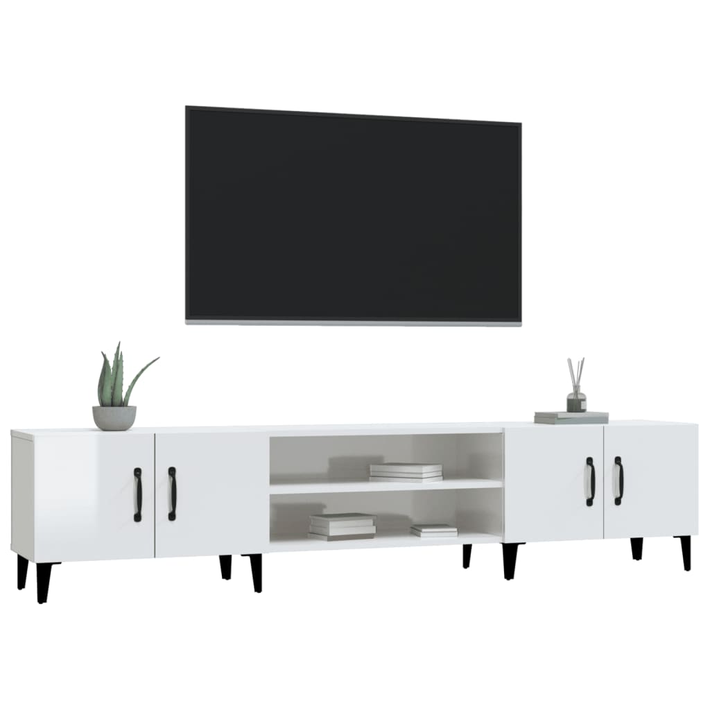 Móvel de TV 180x31,5x40cm derivados de madeira branco brilhante