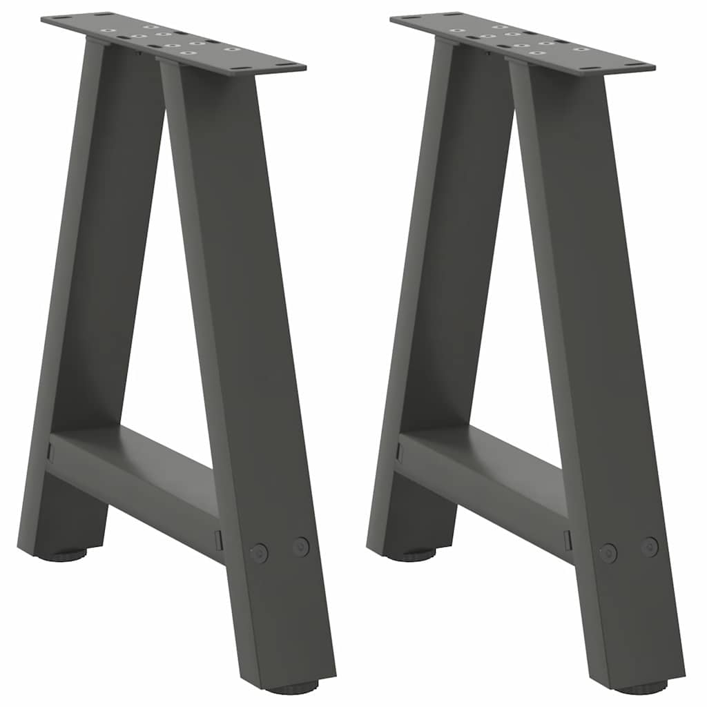 Pés para mesa de centro em formato a, 2 peças, antracite, 38x(42-43) cm, aço