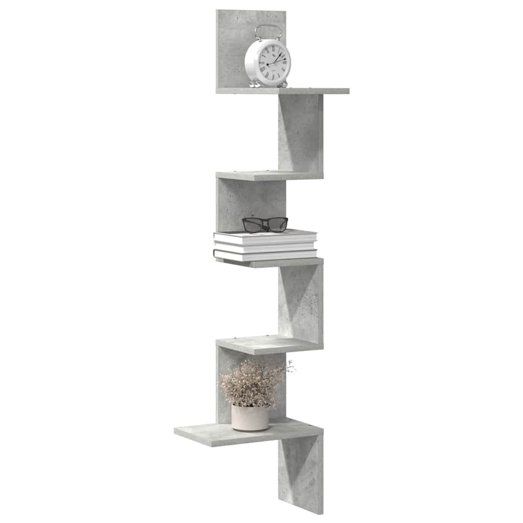 Estante canto p/ parede 32x32x127,5 cm contrap. cinza-cimento