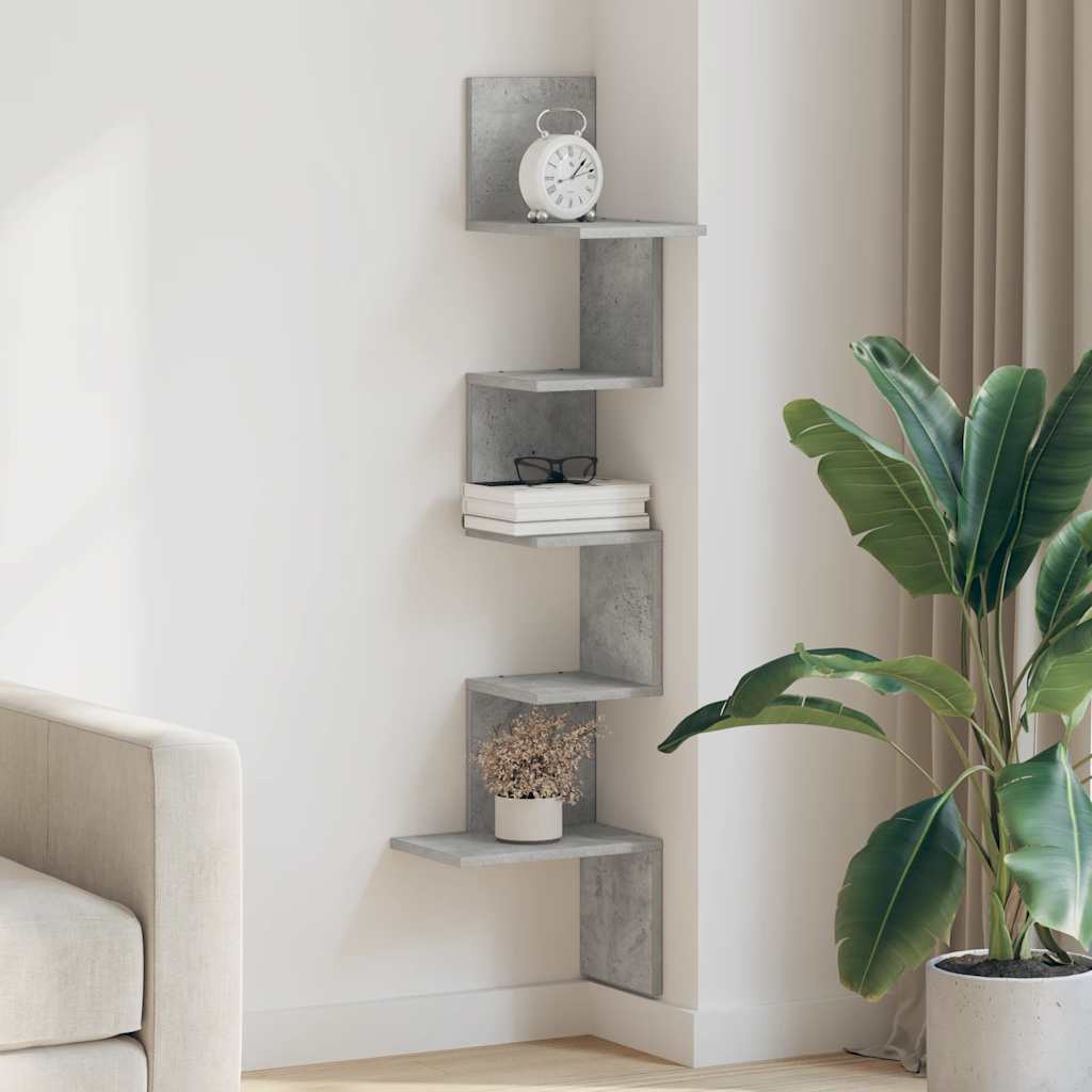 Estante canto p/ parede 32x32x127,5 cm contrap. cinza-cimento