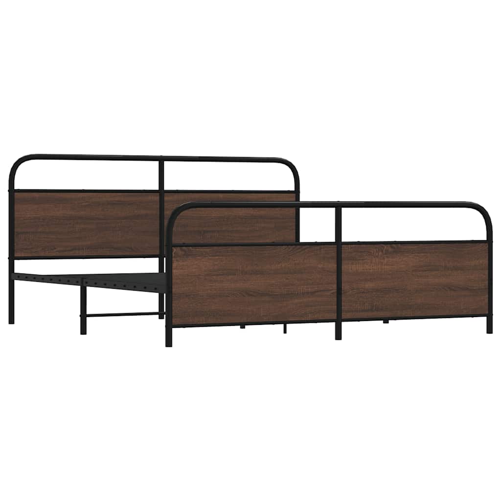 Estrutura cama sem colchão 180x200 cm metal carvalho castanho