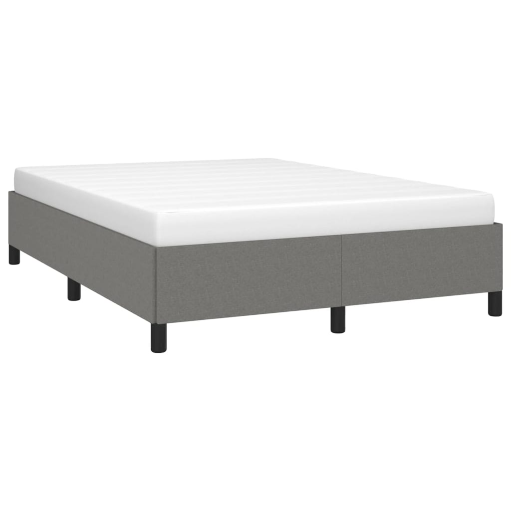 Estrutura de cama sem colchão 140x200 cm tecido cinzento-escuro