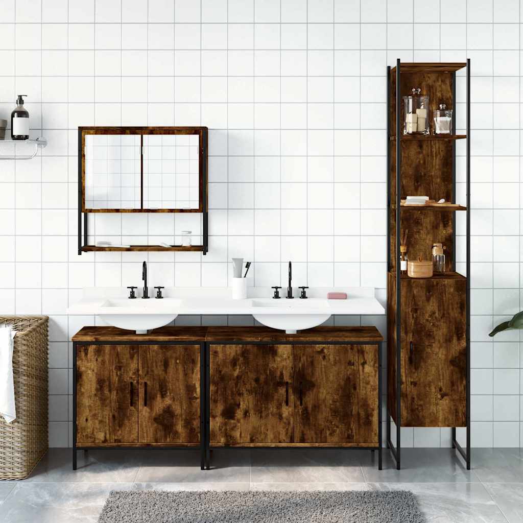 4Pcs conjunto de móveis wc derivados de madeira carvalho fumado