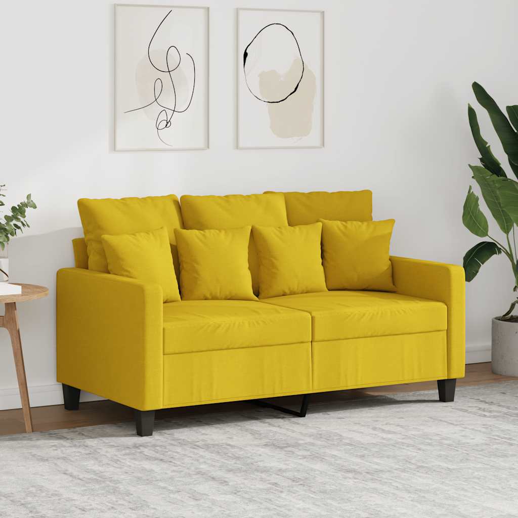 Sofá de 2 lugares 120 cm tecido amarelo-claro