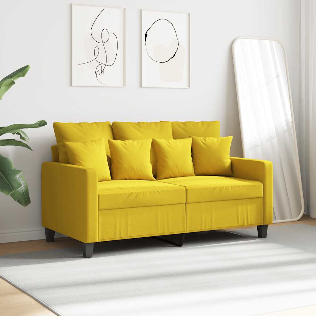 Sofá de 2 lugares 120 cm tecido amarelo-claro